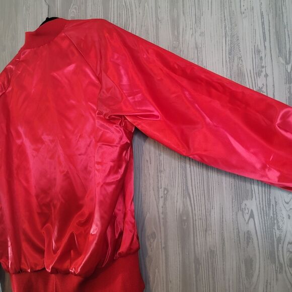 Vintage Red Satin Bomber Jacket XL | 80s Sportswear, Retrocore, Blokette Vibes - Picture 3 of 5
